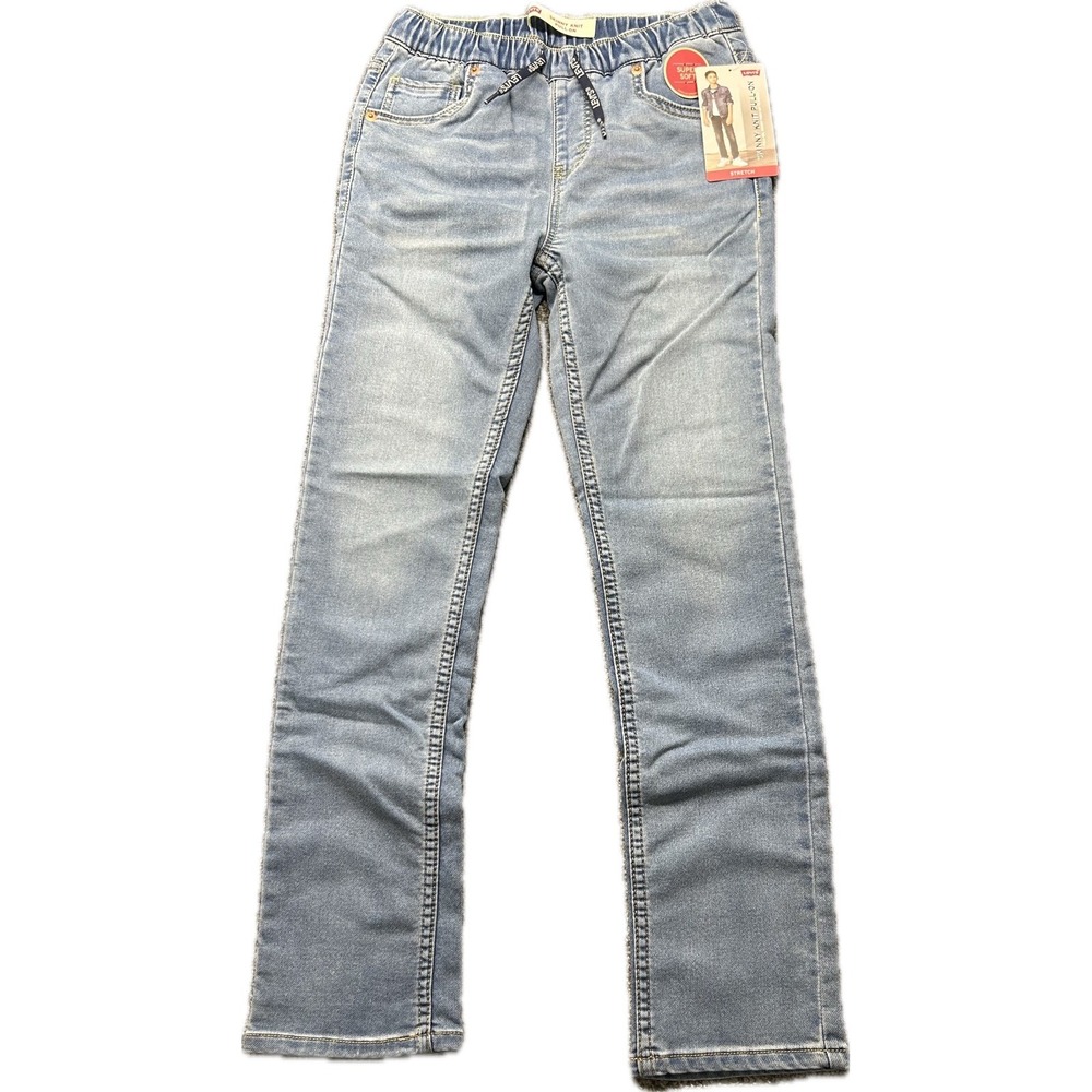 Levis Boys Skinny Knit Pull-On Jeans Light Wash Stretch Denim Size 12 Reg 26x27